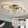 Modern 6-Round LED Ceiling Light: Dimmable, Adjustable Color (3000K-6000K) - Black