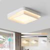 Modern LED Ceiling Light, 45W Square Flush Mount, Dimmable with Remote Control, 3000K-6000K for Bedroom, Living Room, and Library