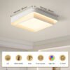 Modern LED Ceiling Light, 45W Square Flush Mount, Dimmable with Remote Control, 3000K-6000K for Bedroom, Living Room, and Library - Image 4